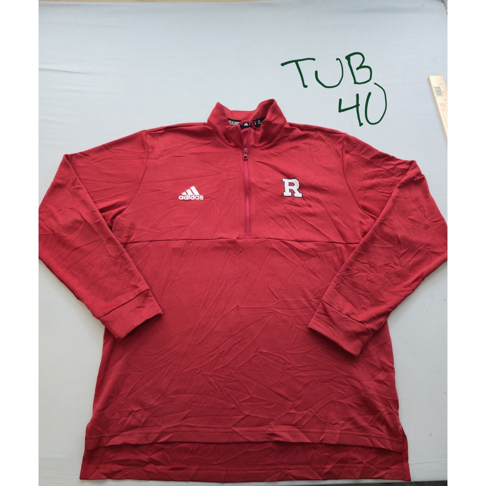 Adidas Rutgers Scarlet Knights Mens XL Red AEROREADY Quarter Zip Pullover